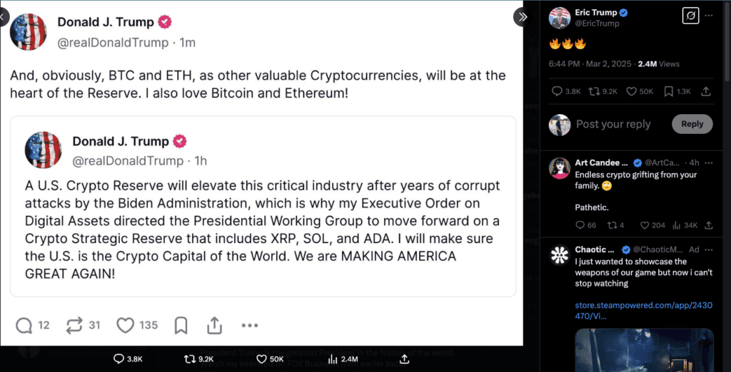 Trump Truth social crypto strategic reserve announcement